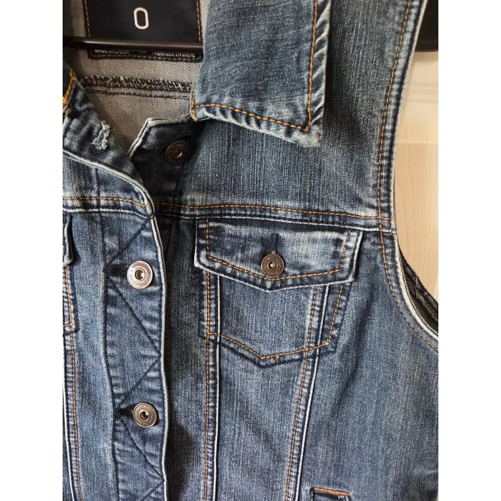 Maurices Dark Wash Jean Denim VEST Plus Size 14 Button Up Pockets Western - Picture 3 of 7